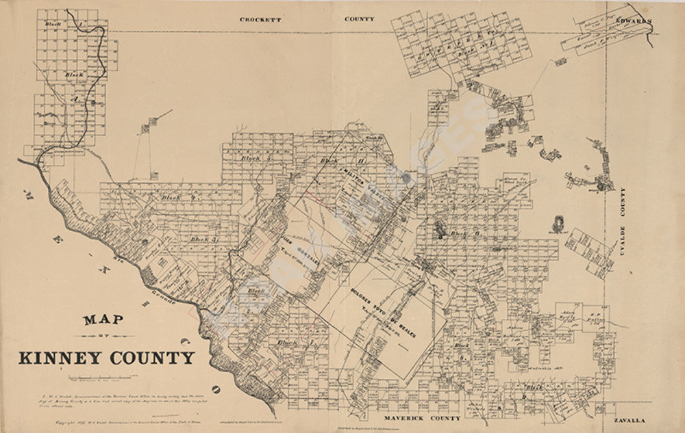 Map of Kinney County TX c1879 repro 30x20 | eBay