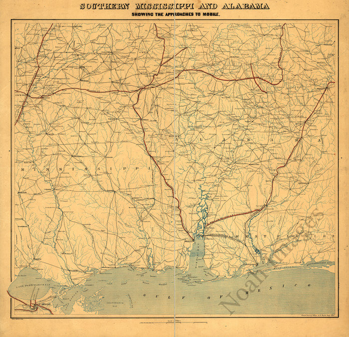 Southern Mississippi and Alabama c1863 map 25x24 | eBay