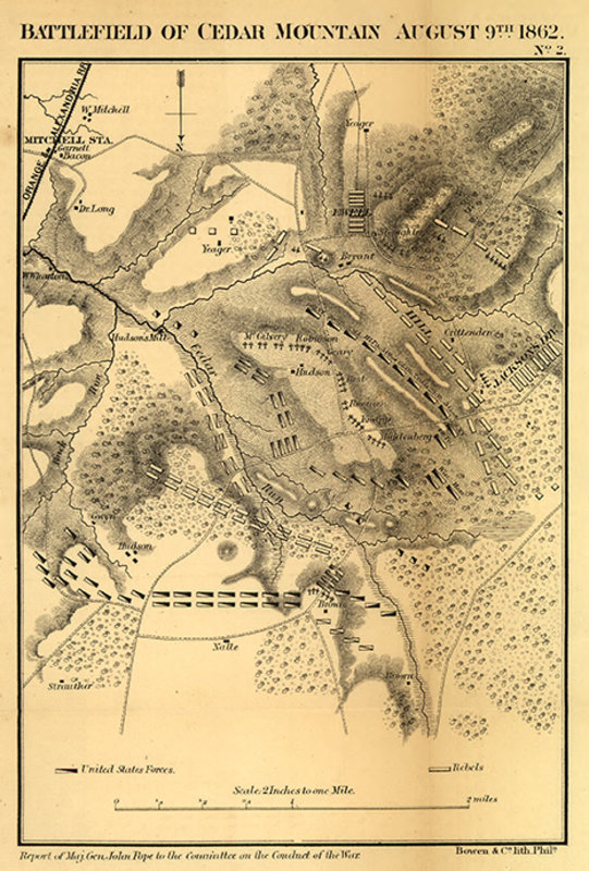 Map of Battlefield of Cedar Mountain VA c1862 repro 12x17 | eBay