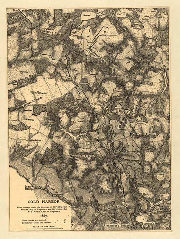 Map of Cold Harbor VA c1887 repro 12x16 | eBay