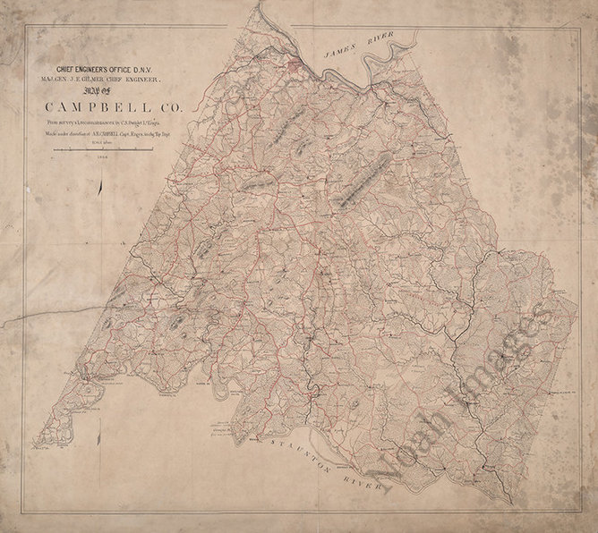 Map of Campbell County Virginia c1864 27x24 | eBay